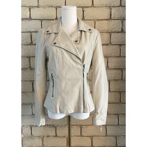 NWT Max Studio Faux Leather Moto Jacket Cream Color Size Small
